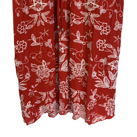 WESTPORT Red & White Floral Embroidered Swing Dress - Picture 5 of 11